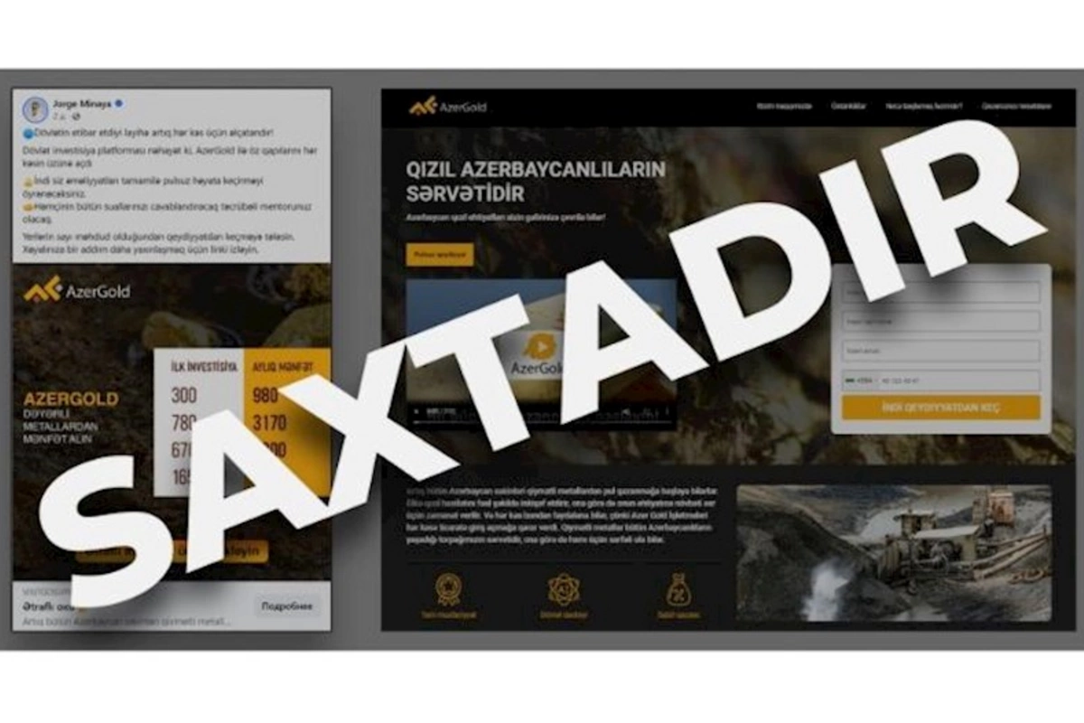 “AzerGold” vətəndaşları saxta reklam kampaniyalarına aldanmamağa çağırır