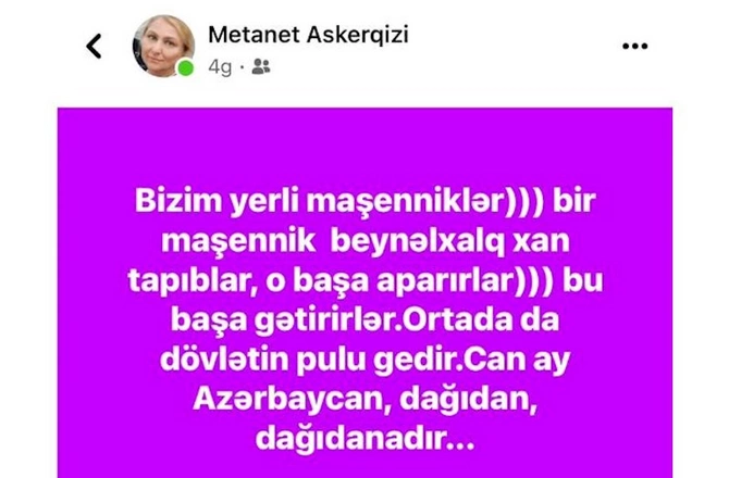 Dələduz QHT-çi Mətanət Əsgərqızı İrəvan xanının davamçısını təhqir etdi — Ermənilərlə eyni mövqeyi paylaşır