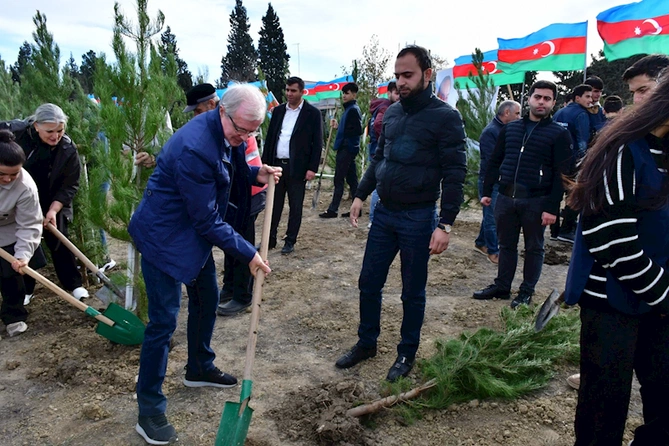 Abşeron rayonunda “Heydər Əliyev İli” çərçivəsində genişmiqyaslı ağacəkmə aksiyası keçirilib