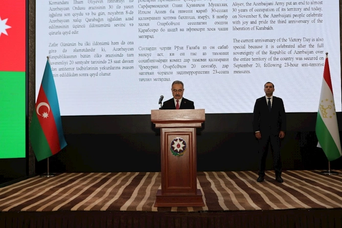 Tacikistanda Ümummilli Liderin 100 illik yubileyi və Zəfər Günü qeyd olunub