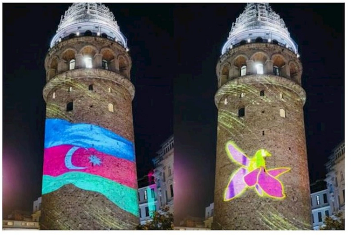 Qalata qülləsində Azərbaycan bayrağı və Xarıbülbül — FOTO