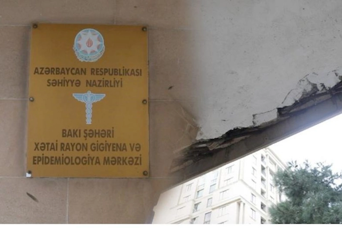 Bakıda tibb müəssisəsinin eyvanı qəzalı vəziyyətdə — VİDEOREPORTAJ