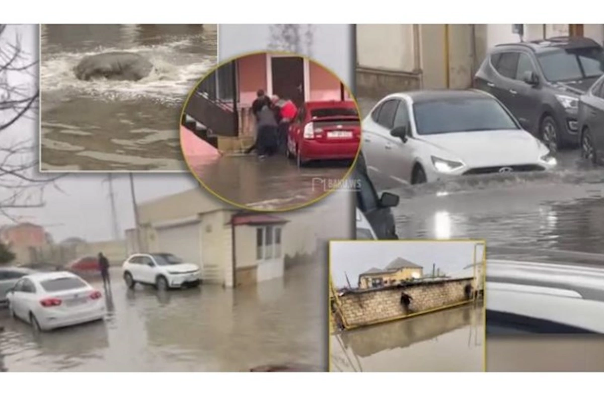 Bakı yağışın ağuşunda — Ürəyi gedən qadın, daşan kanalizasiya, batan maşınlar (VİDEO)