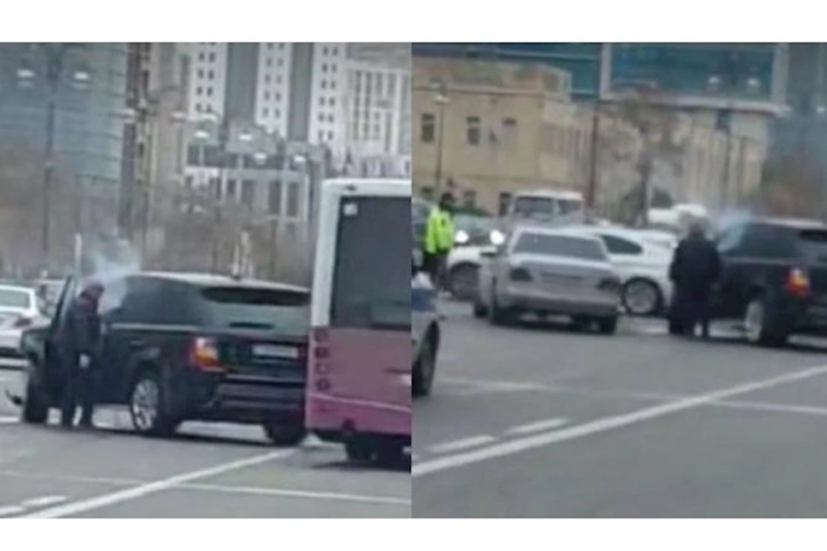 Bakıda “Mercedes”lə “Range Rover” toqquşdu — VİDEO