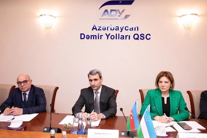 ADY sədri Özbəkistanın nəqliyyat sahəsi üzrə nümayəndə heyətini qəbul edib — FOTOLAR
