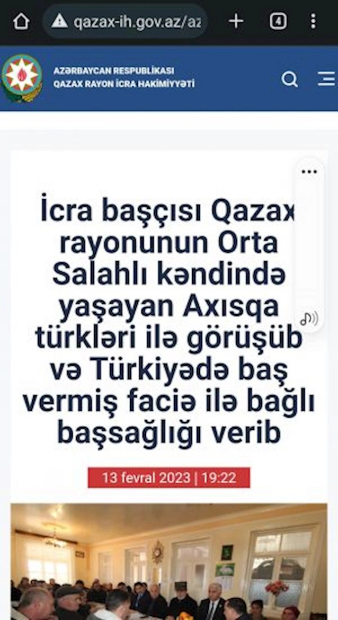 Qazaxın icra başçısı axıska türklərinə niyə başsağlığı verdiyini açıqlamadan xəbəri saytdan sildirdi — FOTO