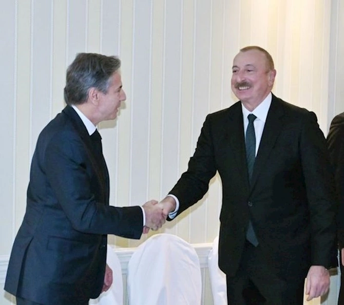 İlham Əliyevin Blinken və Paşinyanla görüşü başladı — FOTO
