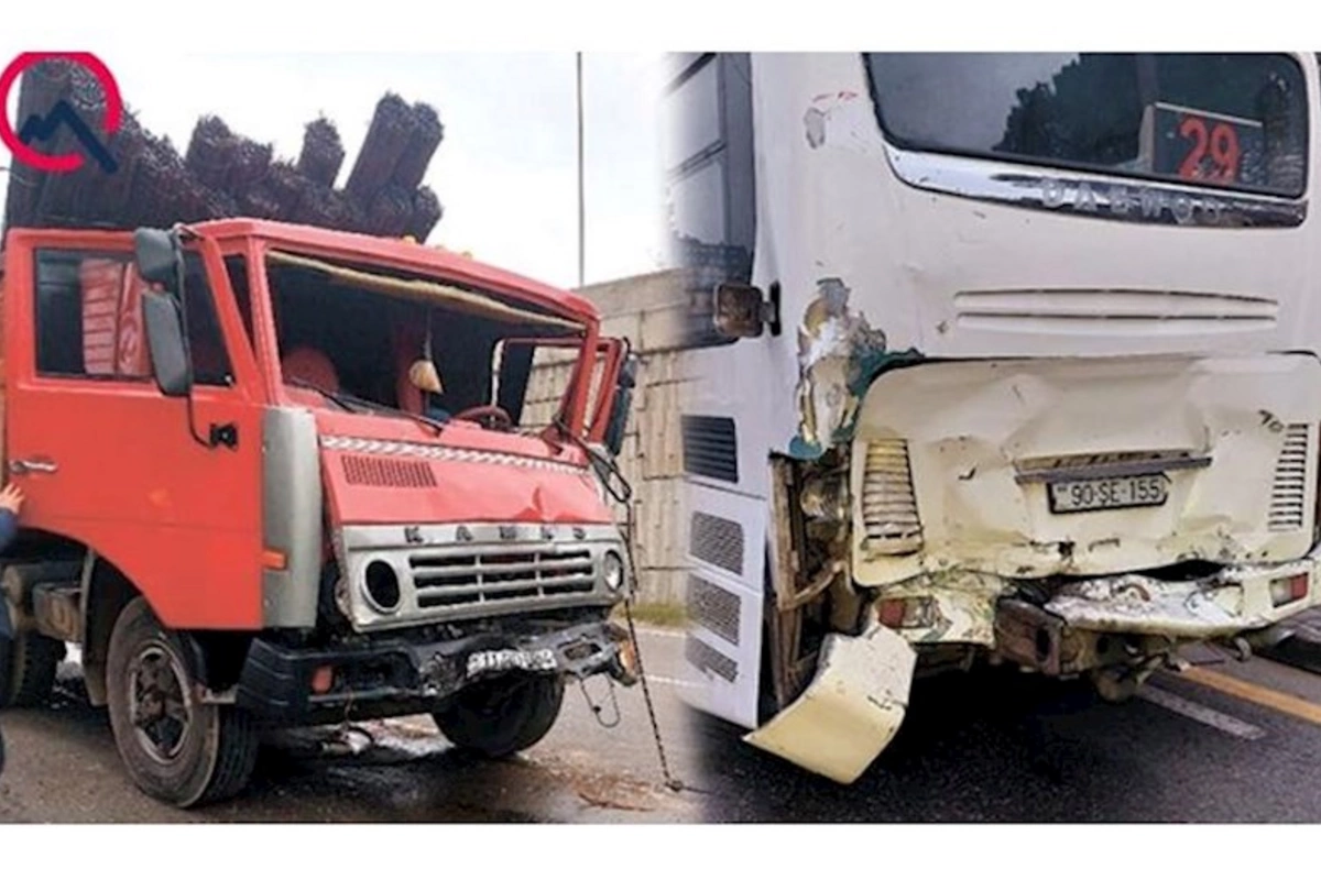 Bakıda avtobusla “KamAZ” toqquşdu — Xəsarət alanlar var (FOTO)