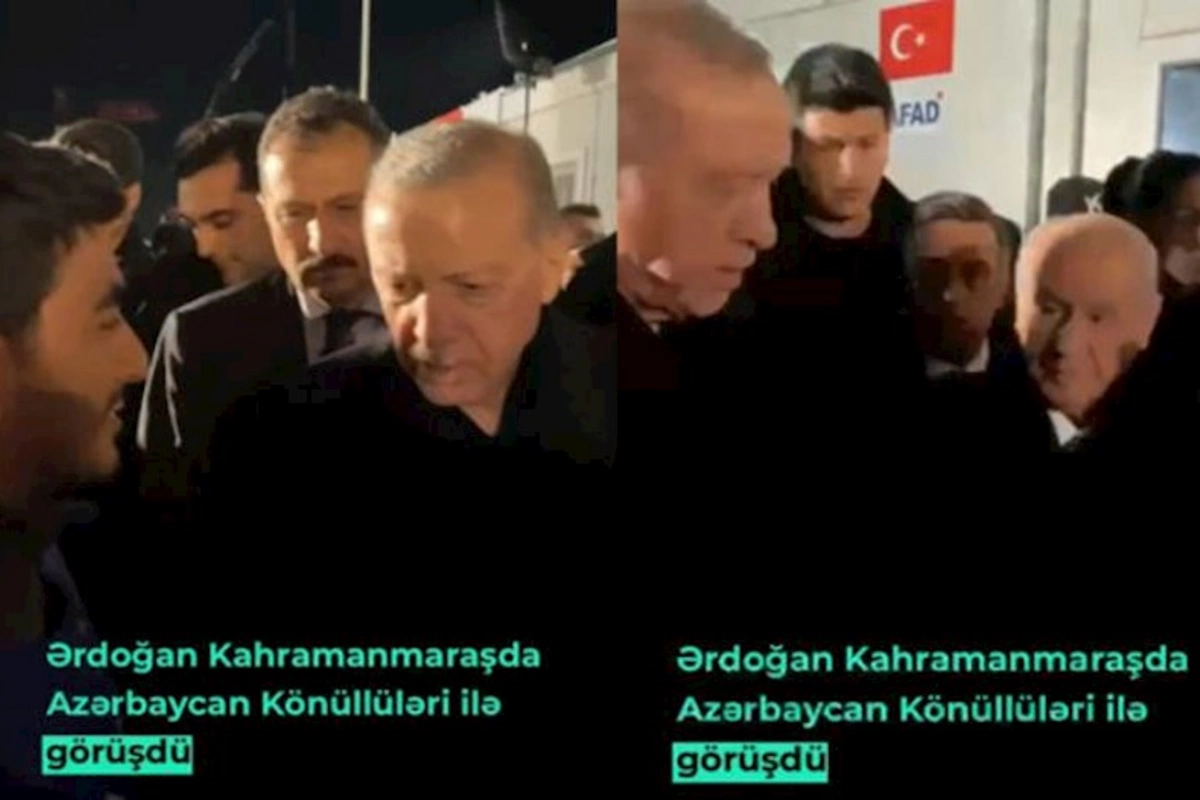 Ərdoğan Kahramanmaraşda Azərbaycan könüllüləri ilə görüşüb — VİDEO