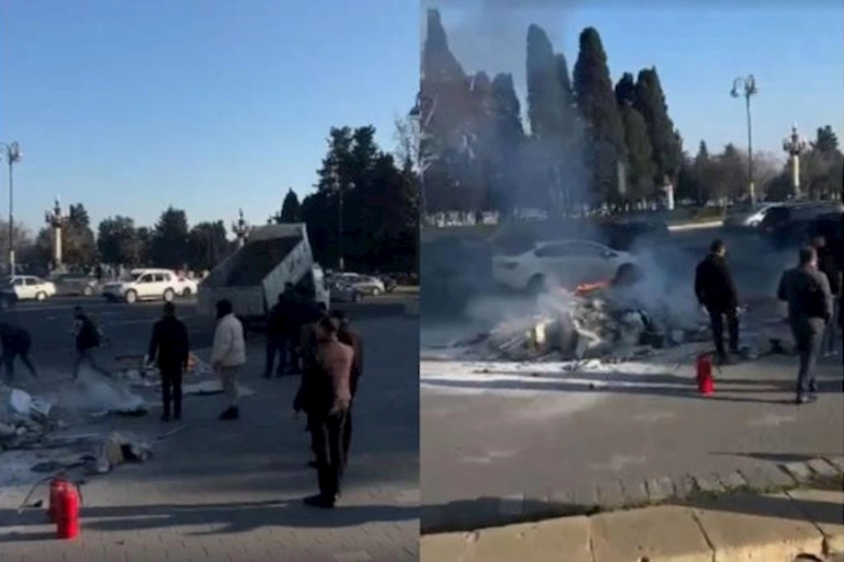 Yanmamaq üçün alışan tullantıları maşından atdı — VİDEO