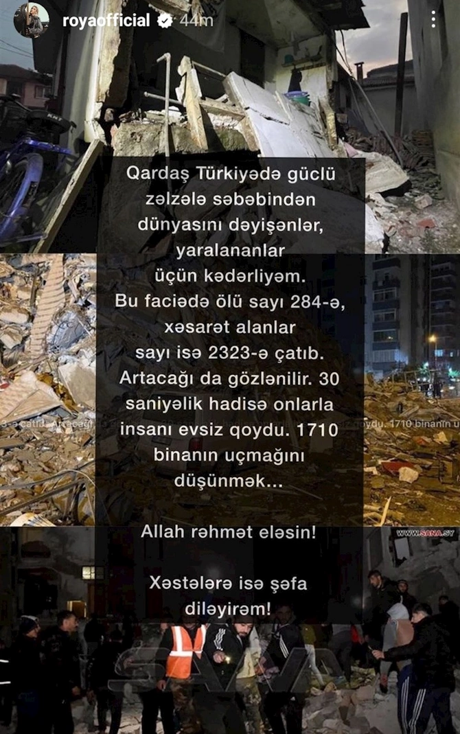 Azərbaycanlı məşhurlardan Türkiyəyə başsağlığı mesajları — FOTOLAR Azərbaycanlı məşhurlardan Türkiyəyə başsağlığı mesajları — FOTOLAR