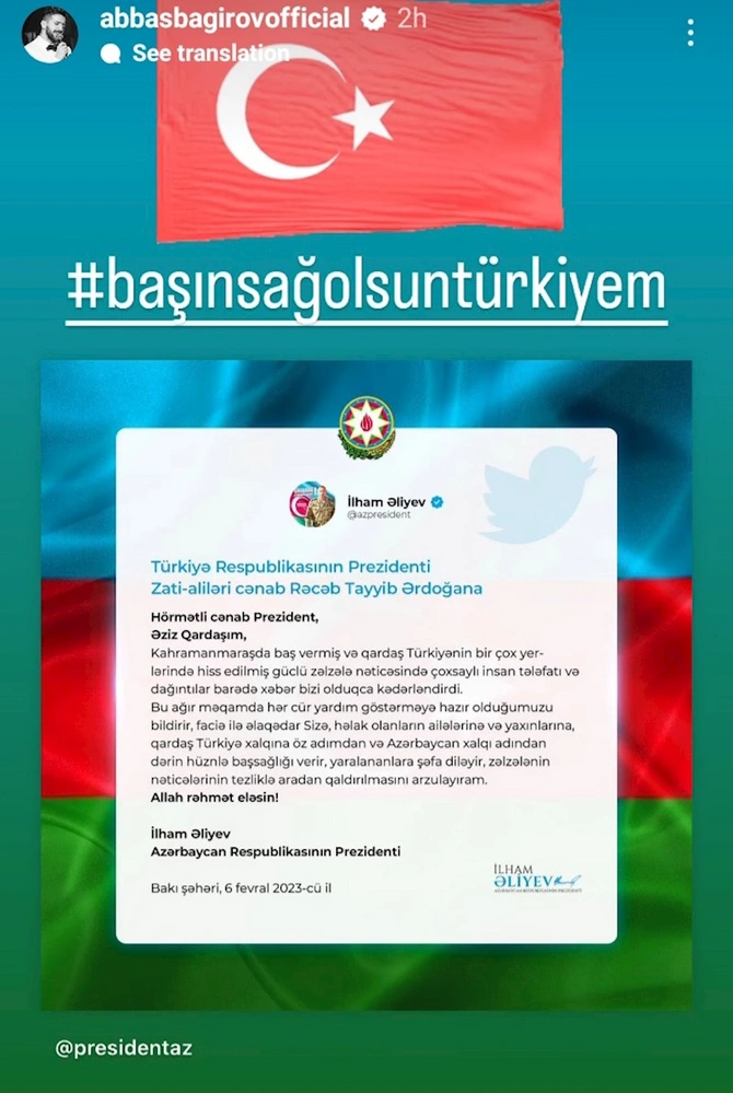 Azərbaycanlı məşhurlardan Türkiyəyə başsağlığı mesajları — FOTOLAR Azərbaycanlı məşhurlardan Türkiyəyə başsağlığı mesajları — FOTOLAR