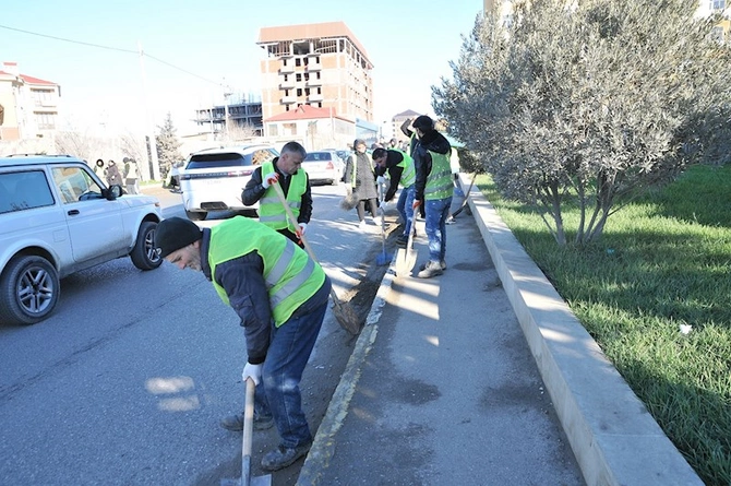 Abşeronda abadlıq-təmizlik işləri görülüb — FOTOLAR