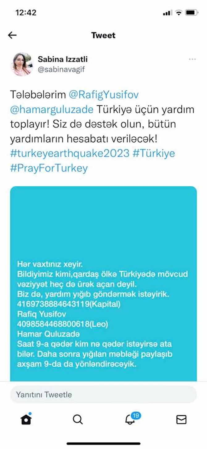 BDU tələbələrindən Türkiyəyə dəstək aksiyası — FOTO