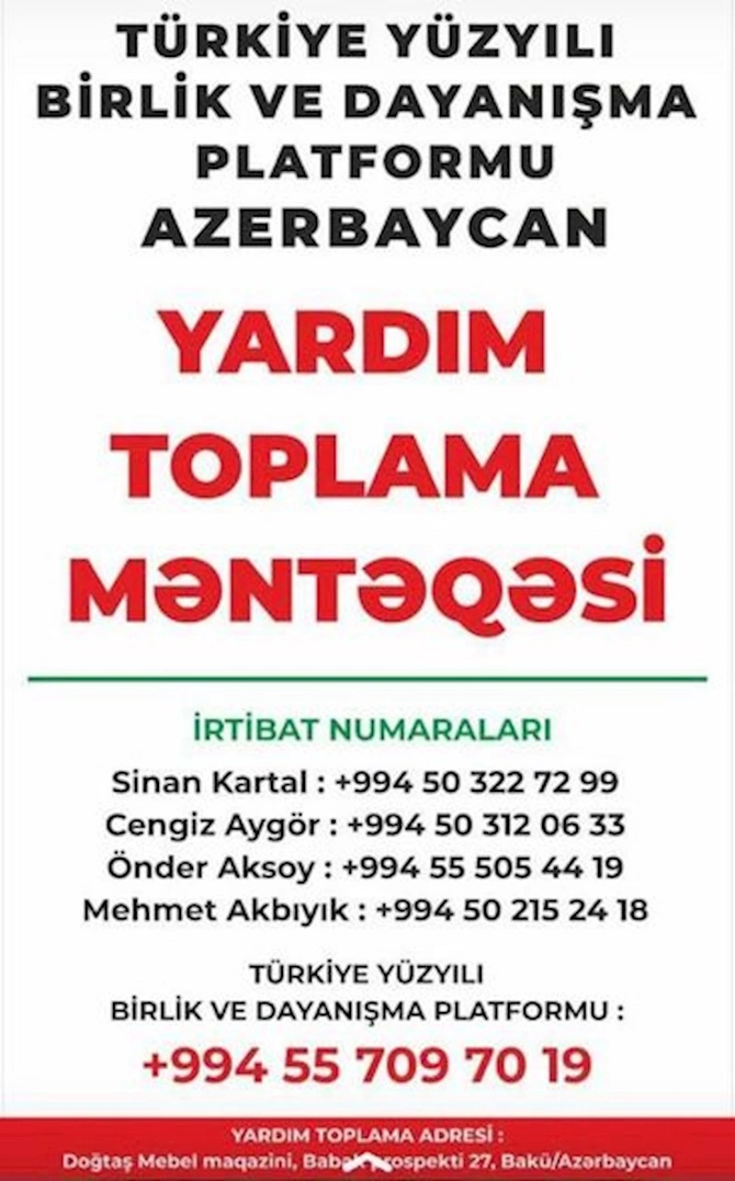Türkiyədəki zəlzələdən zərərçəkənlərə yardım etmək istəyənlərin NƏZƏRİNƏ: Səfirlik çağırış etdi — FOTO