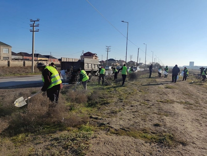 Abşeronda abadlıq-təmizlik işləri görülüb — FOTOLAR