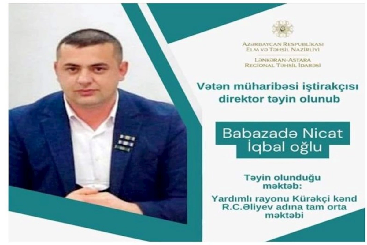 Vətən müharibəsi iştirakçısı olan müəllimlər məktəb direktoru və direktor müavini təyin olunublar —YENİLƏNİB