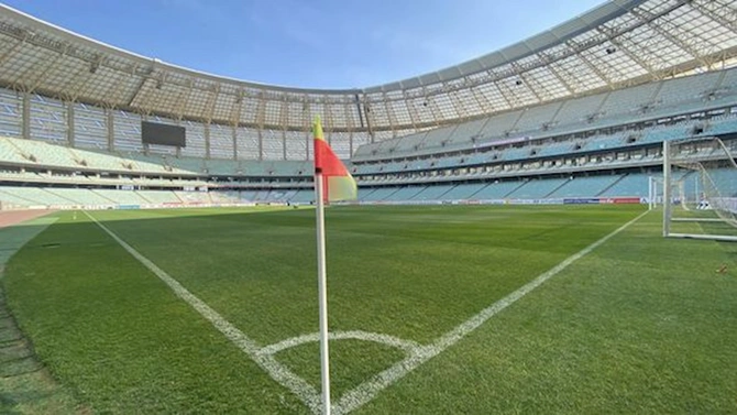 Bakı Olimpiya Stadionu bayraqlarla bəzədilir — FOTOLAR