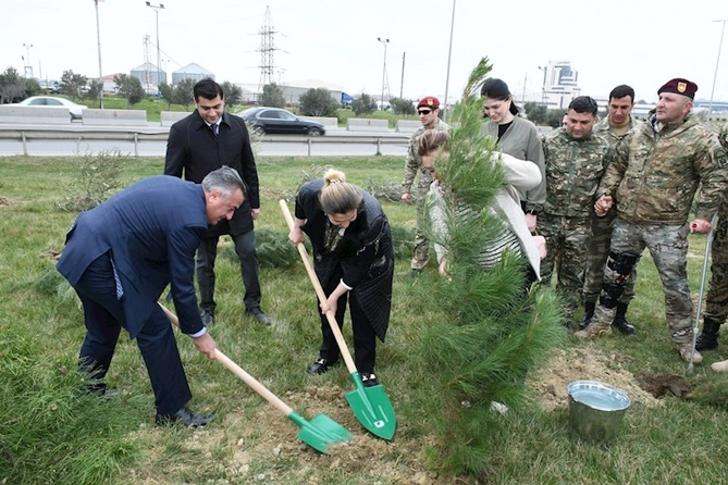 Abşeron rayonunda “Heydər Əliyev İli” çərçivəsində ağacəkmə aksiyası keçirilib — FOTOLAR