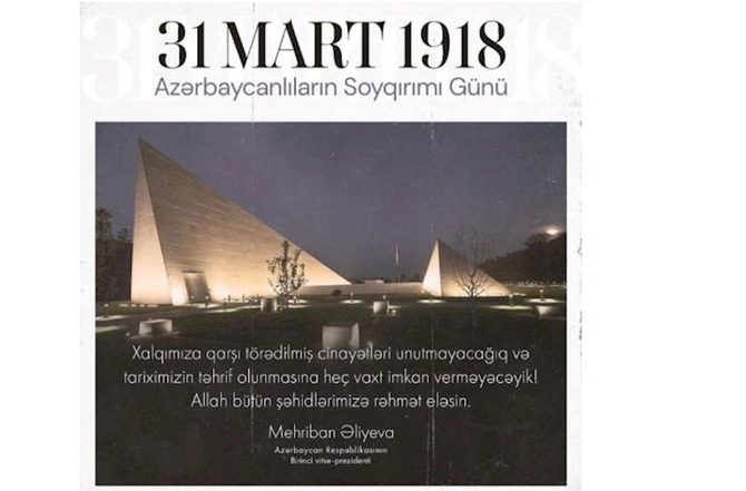 Mehriban Əliyevadan Azərbaycanlıların Soyqırımı Günü ilə bağlı paylaşım — FOTO Mehriban Əliyevadan Azərbaycanlıların Soyqırımı Günü ilə bağlı paylaşım — FOTO