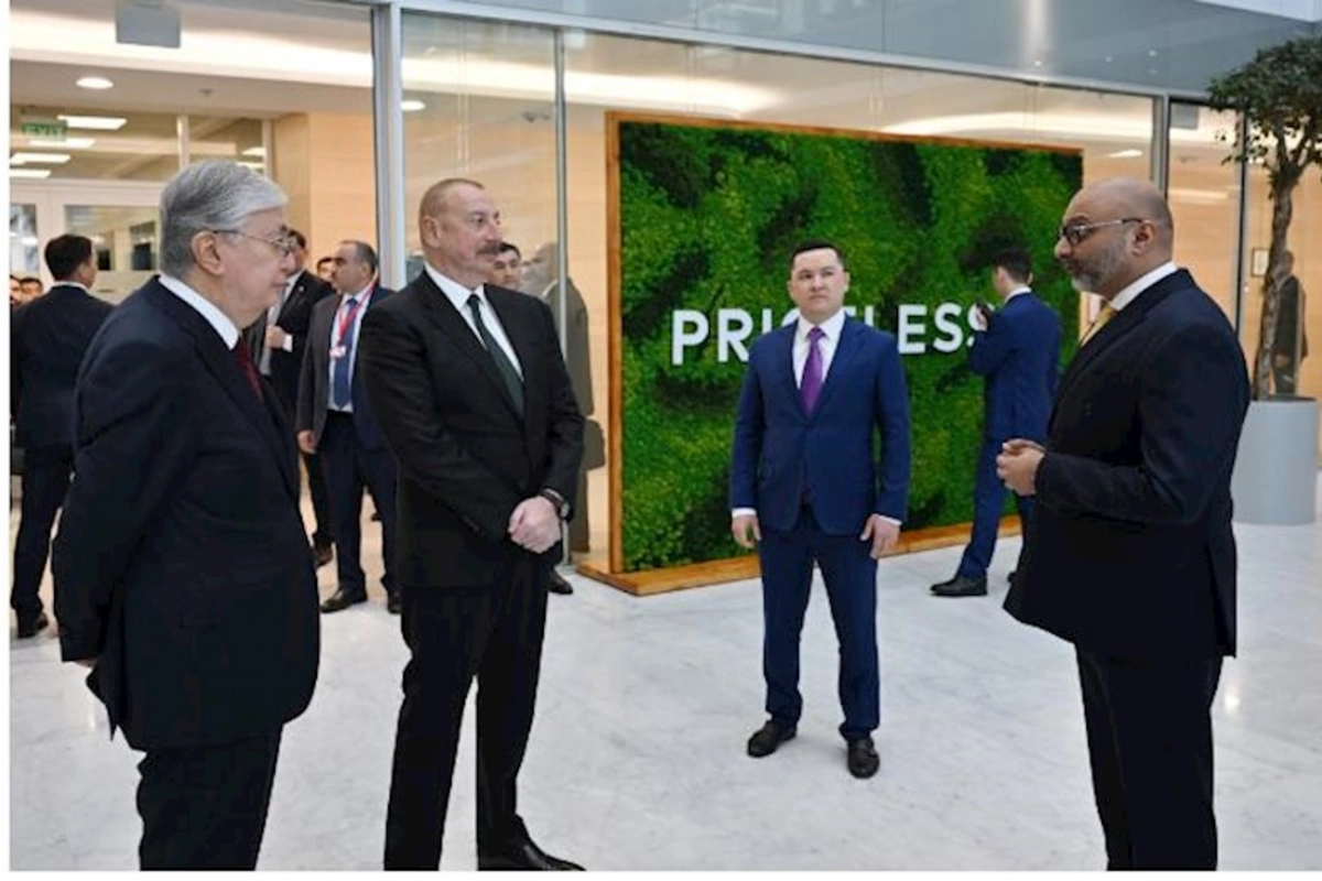 Azərbaycan və Qazaxıstan prezidentləri Astana Beynəlxalq Maliyyə Mərkəzində — FOTOLAR
