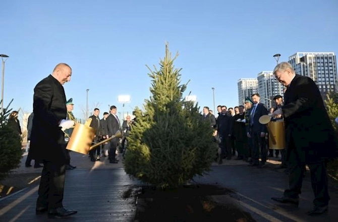 Astanada Heydər Əliyev küçəsinin açılışı olub — YENİLƏNDİ (FOTOLAR)