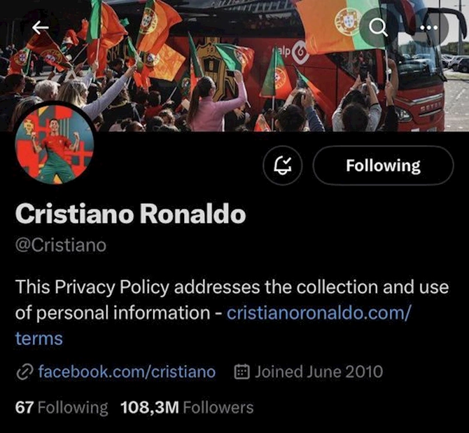 Ronaldu “Twitter”də mavi işarədən məhrum oldu — FOTO