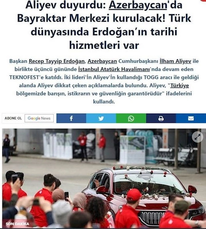 Prezident İlham Əliyevin “TEKNOFEST”də çıxışı Türkiyə mediası tərəfindən geniş işıqlandırılıb — FOTOLAR