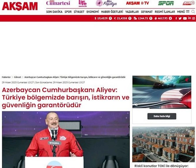 Prezident İlham Əliyevin “TEKNOFEST”də çıxışı Türkiyə mediası tərəfindən geniş işıqlandırılıb — FOTOLAR