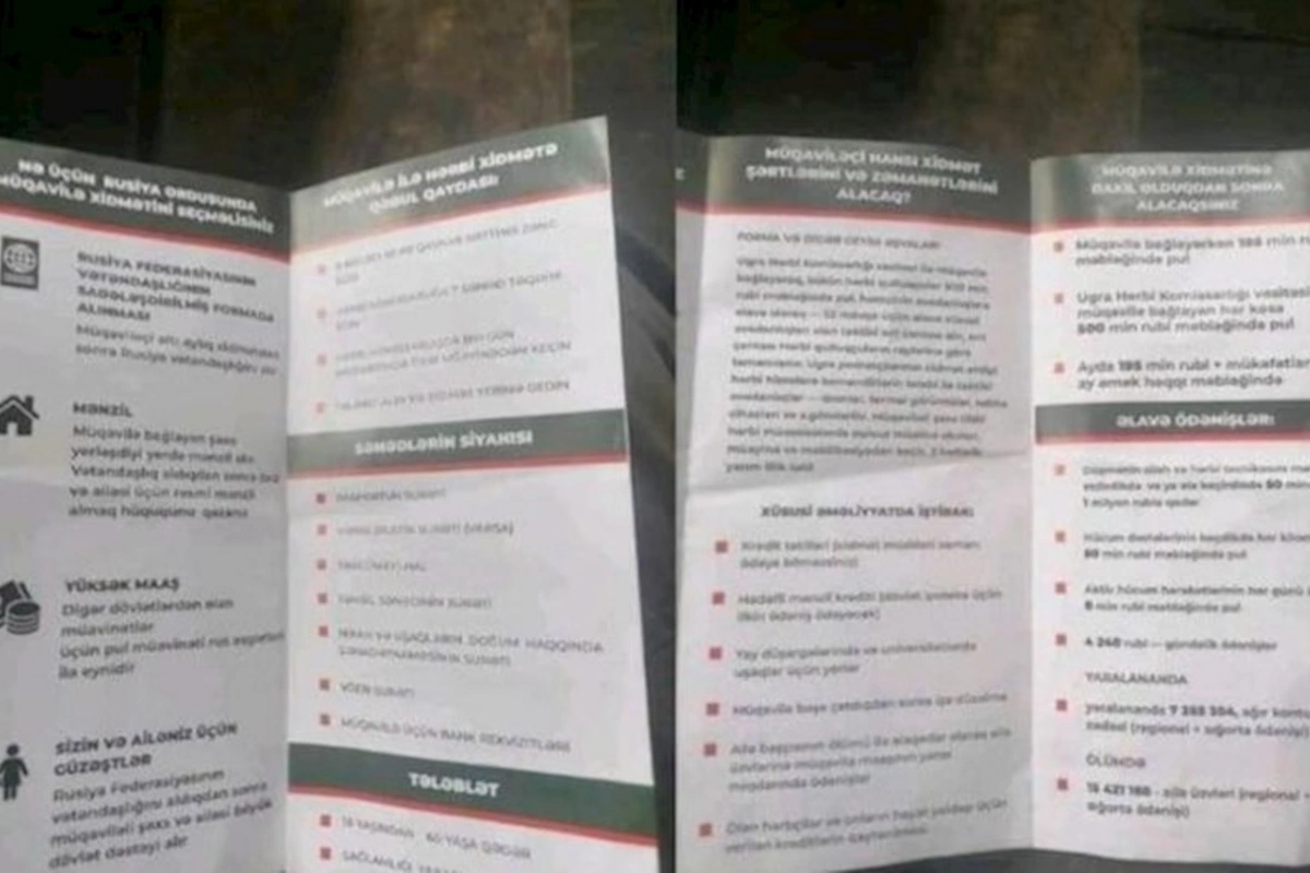İddia: Bakıda Rusiya ordusunda xidmətlə bağlı bukletlər paylanılır — FOTO