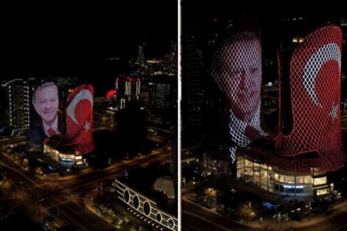 Ərdoğanın fotosu Dohadakı qüllələrdə — FOTOLAR