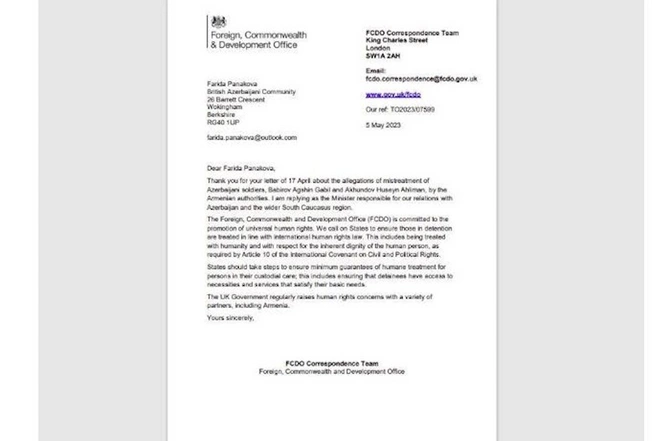 Britaniya hökuməti Ermənistanı azərbaycanlı əsir əsgərlərlə beynəlxalq hüquqa uyğun davranmağa ÇAĞIRDI Britaniya hökuməti Ermənistanı azərbaycanlı əsir əsgərlərlə beynəlxalq hüquqa uyğun davranmağa ÇAĞIRDI