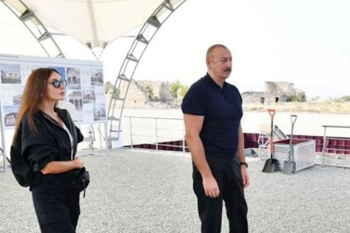 İlham Əliyev və Mehriban Əliyeva Ağdamda inzibati binanın təməlini qoydular