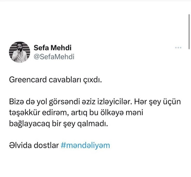 Azərbaycanlı aktyor “Greencard” uddu: “Artıq məni bu ölkəyə bağlayan heç nə qalmadı” Azərbaycanlı aktyor “Greencard” uddu: “Artıq məni bu ölkəyə bağlayan heç nə qalmadı”