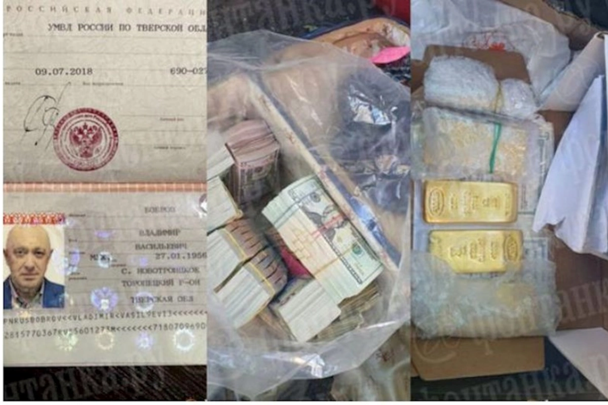 Priqojinin ofisində qızıl külçələr, saxta pasportlar, ağ toz və tapançalar tapılıb — FOTOLAR