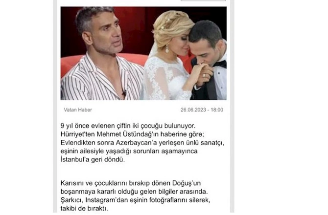 Xoşqədəmlə Doğuş boşanır — FOTO