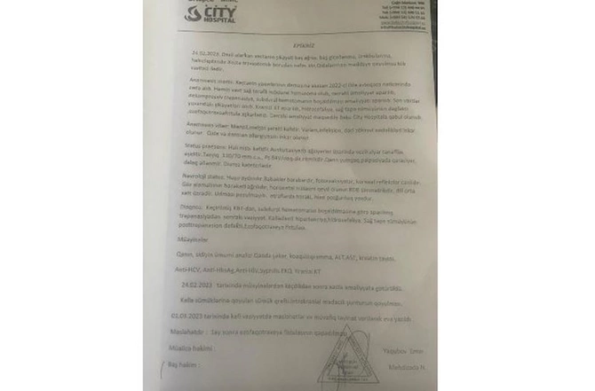 “Medera” hospitaldan ittihamlara REAKSİYA “Medera” hospitaldan ittihamlara REAKSİYA