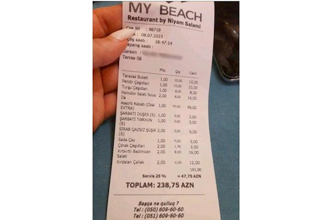 “My Beach”ə getdilər, hesabı görəndə TƏƏCCÜBLƏNDİLƏR — FOTO