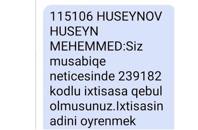 Hüseyn də magistraturaya qəbul oldu — FOTO