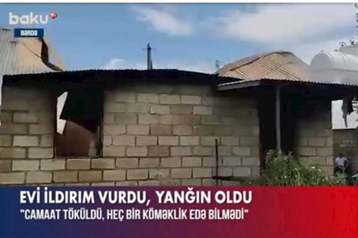 Bərdədə evə ildırım düşdü, yanğın oldu — VİDEO