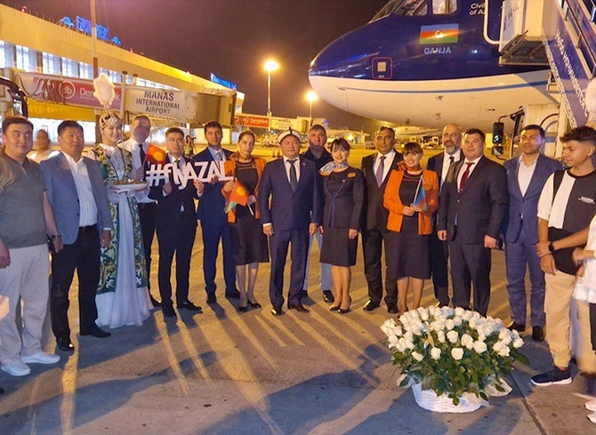 Bakıdan Bişkekə ilk reys baş tutub — FOTOLAR Bakıdan Bişkekə ilk reys baş tutub — FOTOLAR