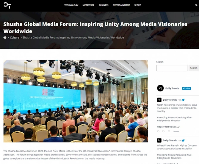 Dünya mediası Prezident İlham Əliyevin Şuşa Qlobal Media Forumundakı çıxışına xüsusi maraq göstərir Dünya mediası Prezident İlham Əliyevin Şuşa Qlobal Media Forumundakı çıxışına xüsusi maraq göstərir