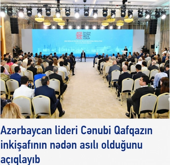 Prezident İlham Əliyevin Şuşada keçirilən Qlobal Media Forumdakı çıxışı Gürcüstan mətbuatının diqqət mərkəzində olub