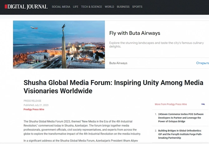 Dünya mediası Prezident İlham Əliyevin Şuşa Qlobal Media Forumundakı çıxışına xüsusi maraq göstərir Dünya mediası Prezident İlham Əliyevin Şuşa Qlobal Media Forumundakı çıxışına xüsusi maraq göstərir