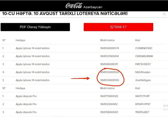 “Coca-Cola” şirkətinin keçirdiyi lotereyada 50 uduşu eyni şəxs necə qazanıb? — FOTOFAKT “Coca-Cola” şirkətinin keçirdiyi lotereyada 50 uduşu eyni şəxs necə qazanıb? — FOTOFAKT