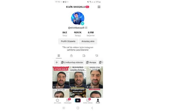 Elvin Basqallının 409 minlik Tiktok səhifəsi açıldı — YENİLƏNİB