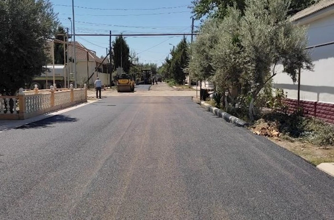 Salyan şəhərində yollar asfaltlanır — FOTOLAR