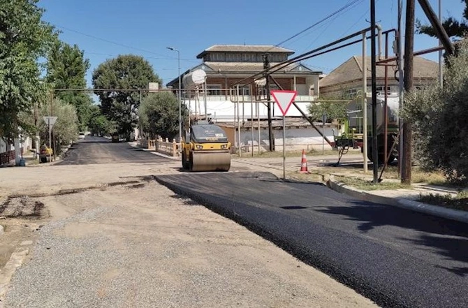 Salyan şəhərində yollar asfaltlanır — FOTOLAR