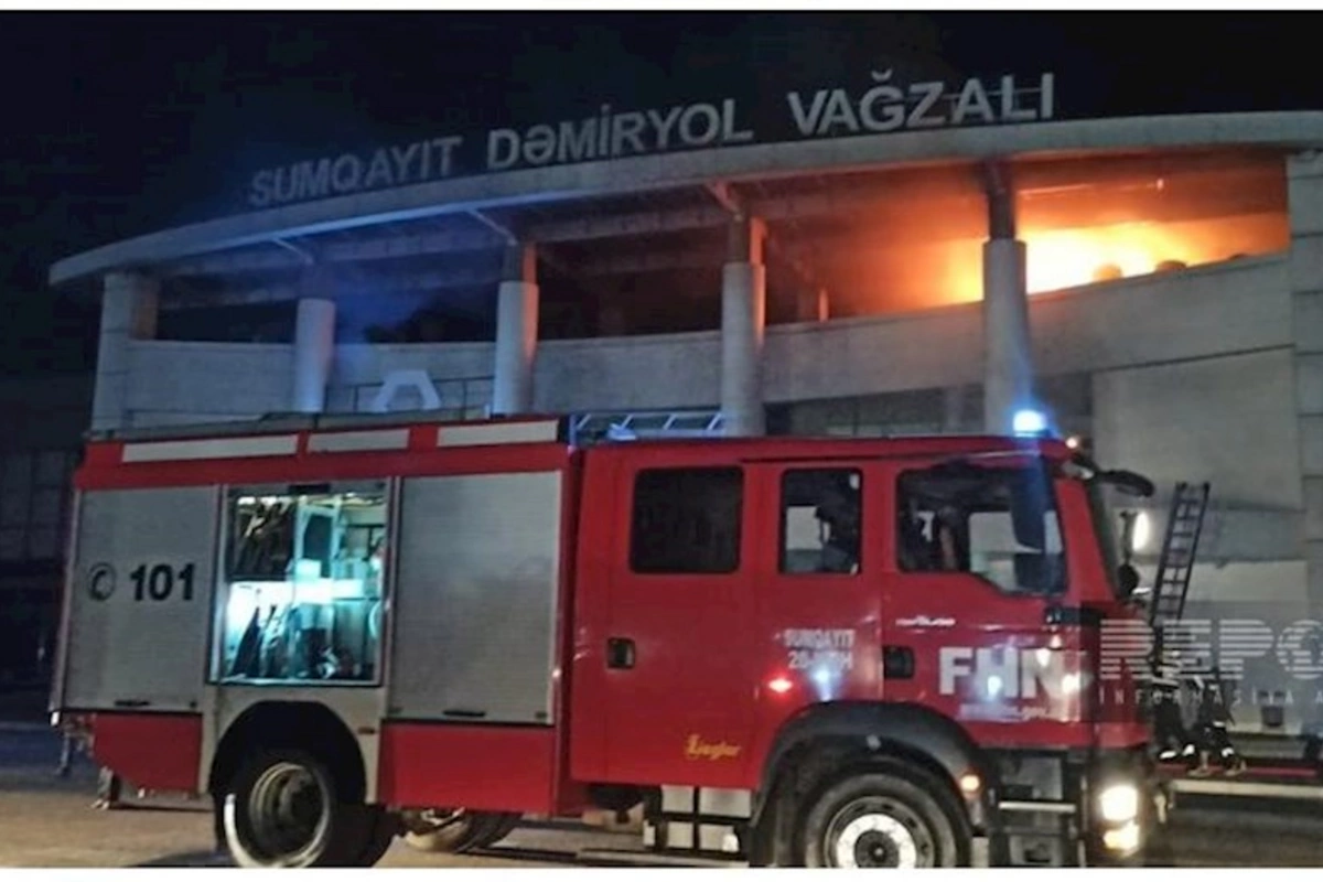 Sumqayıt dəmir yolu vağzalında yanğın söndürüldü — VİDEO (YENİLƏNDİ)