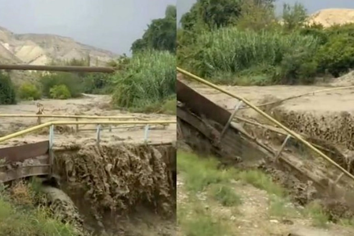 Göyçayda güclü sel körpünü apardı — VİDEO